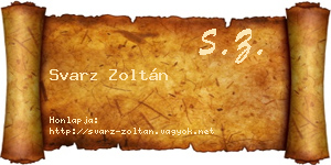 Svarz Zoltán névjegykártya